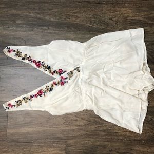 Cream Embroidered Romper